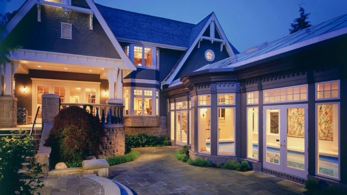 a large house with a lot of windows